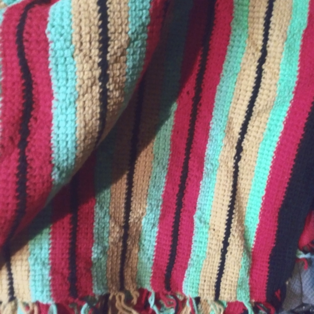 Super cute vintage boho crochet blanket.